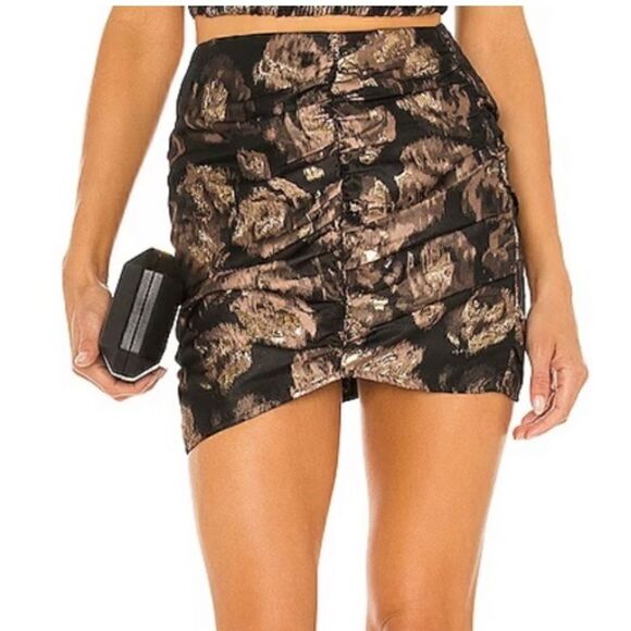 MISA Los Angeles Anetta Skirt in Rose Gold Jacquard, Size Small. NWT! - Picture 1 of 16